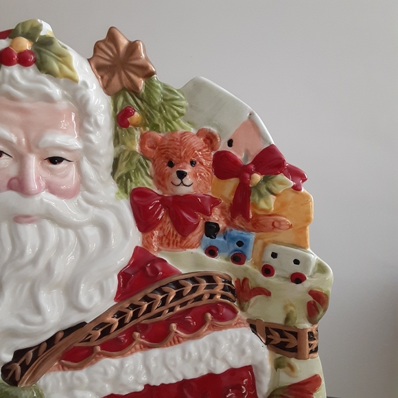 Fitz & Floyd DAMASK HOLIDAY Christmas Santa Serving Decorative Canape Plate - Picture 5 of 13
